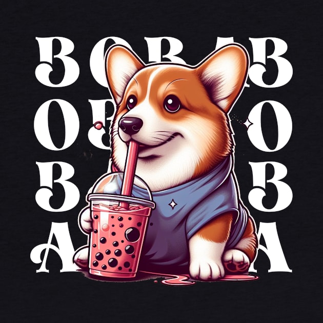 Cute Corgi Drinking Boba T-Shirt: Adorable Dog Tee for Boba Tea Lovers by dindastylees